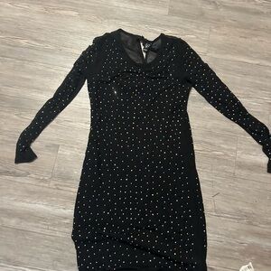 Windsor Black Long Sleeve Dress with Silver Sparkles